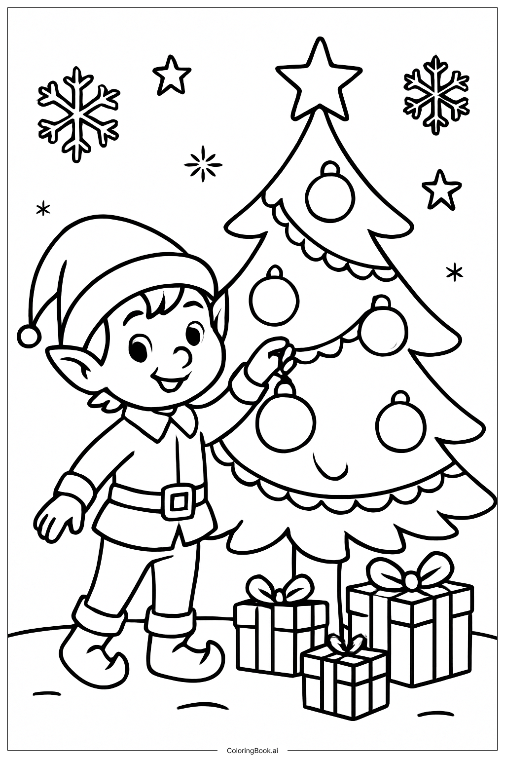 Christmas Elf Decorating Tree