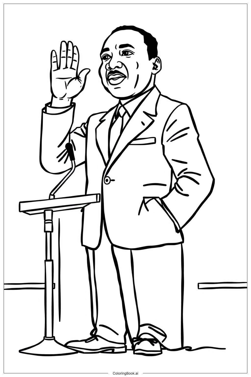  Página para colorear de martin luther king entregando su famoso discurso 