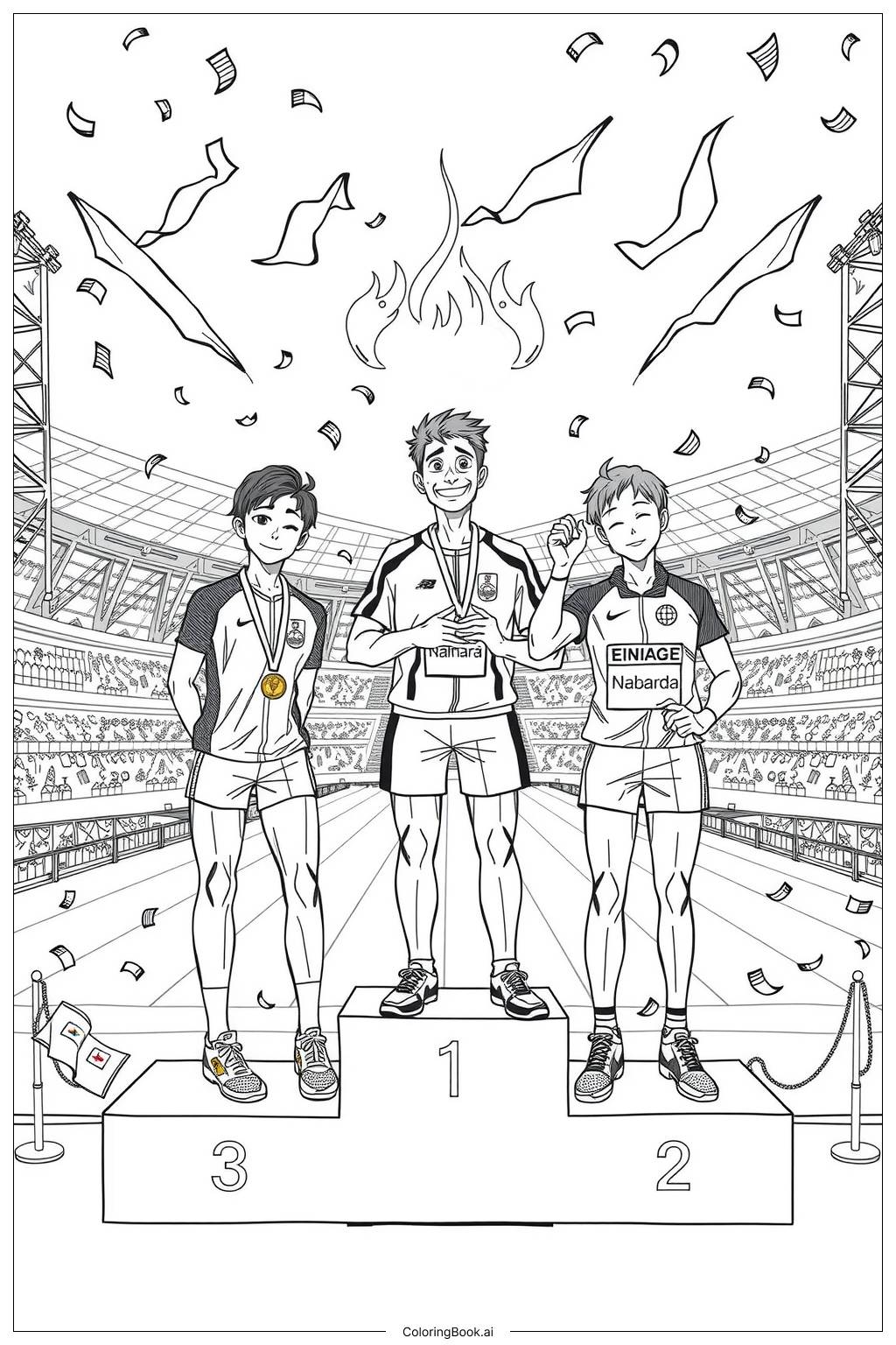  Page de coloriage Médailles Olympiques Remises aux Champions 