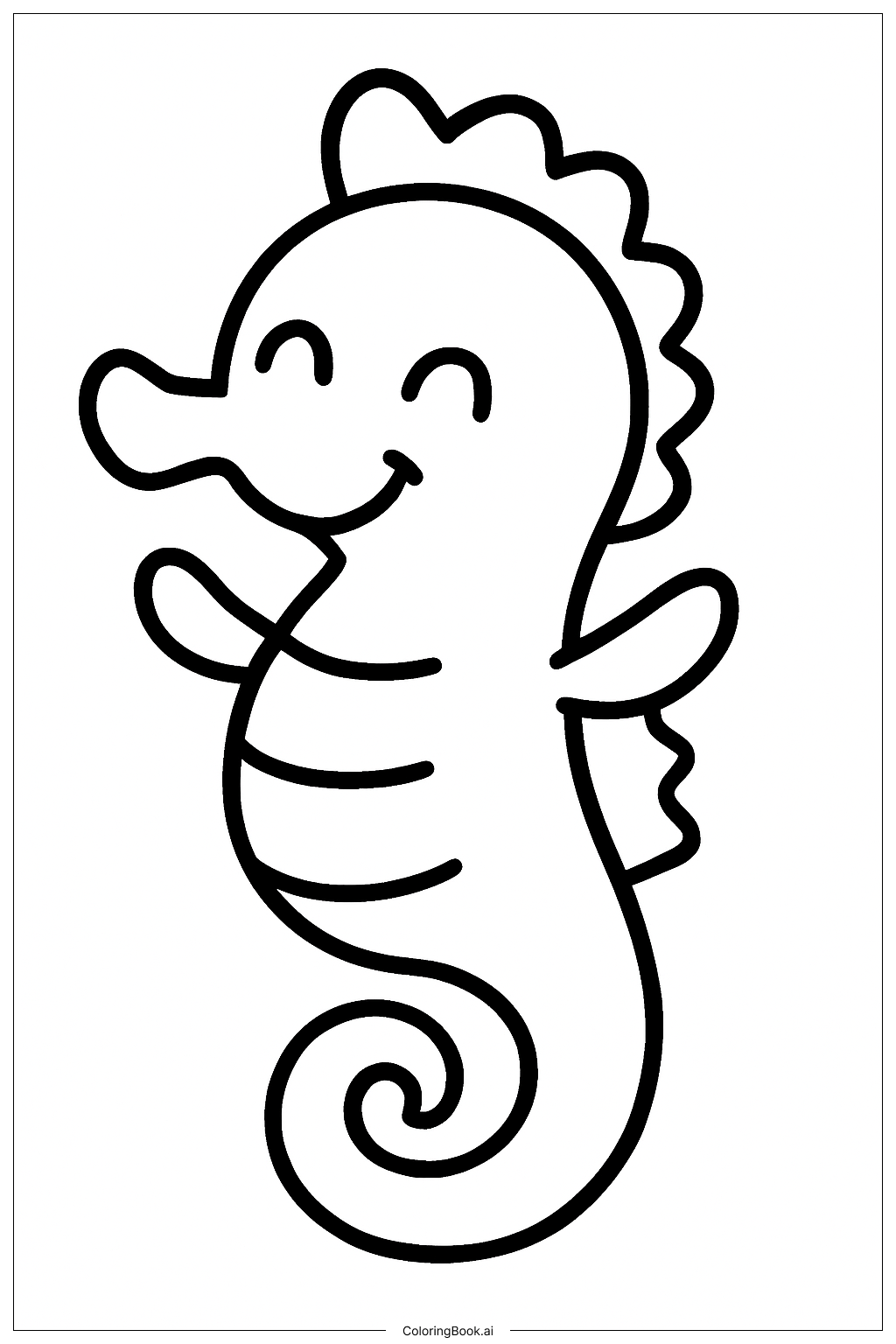 Página para colorear de Un caballito de mar feliz que baila