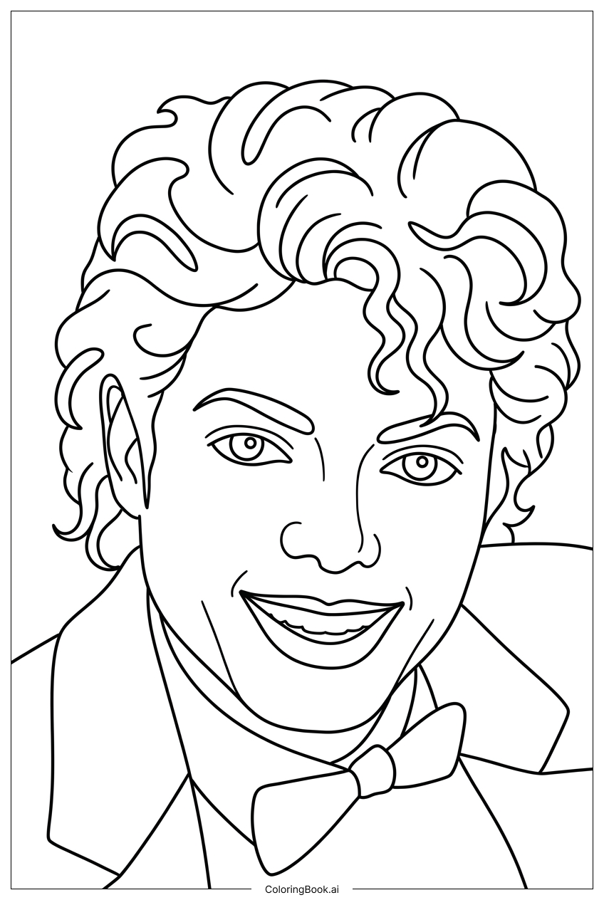 Michael Jackson tuxedo bow tie portrait Coloring Page
