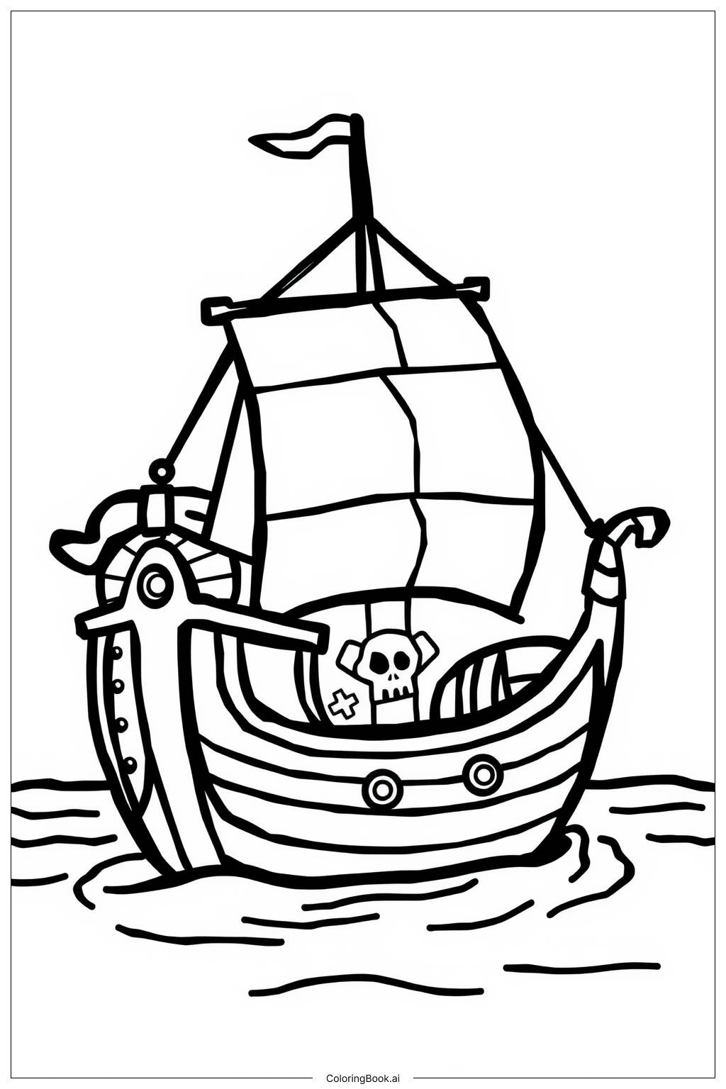  Simple Pirate Ship Sailing Coloring Page 