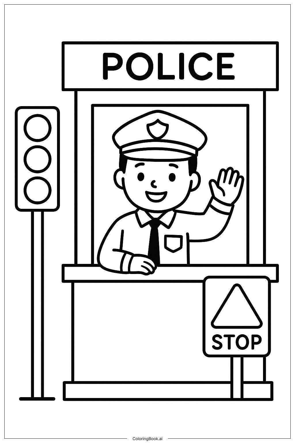  Police Traffic Control Post Coloring Page 