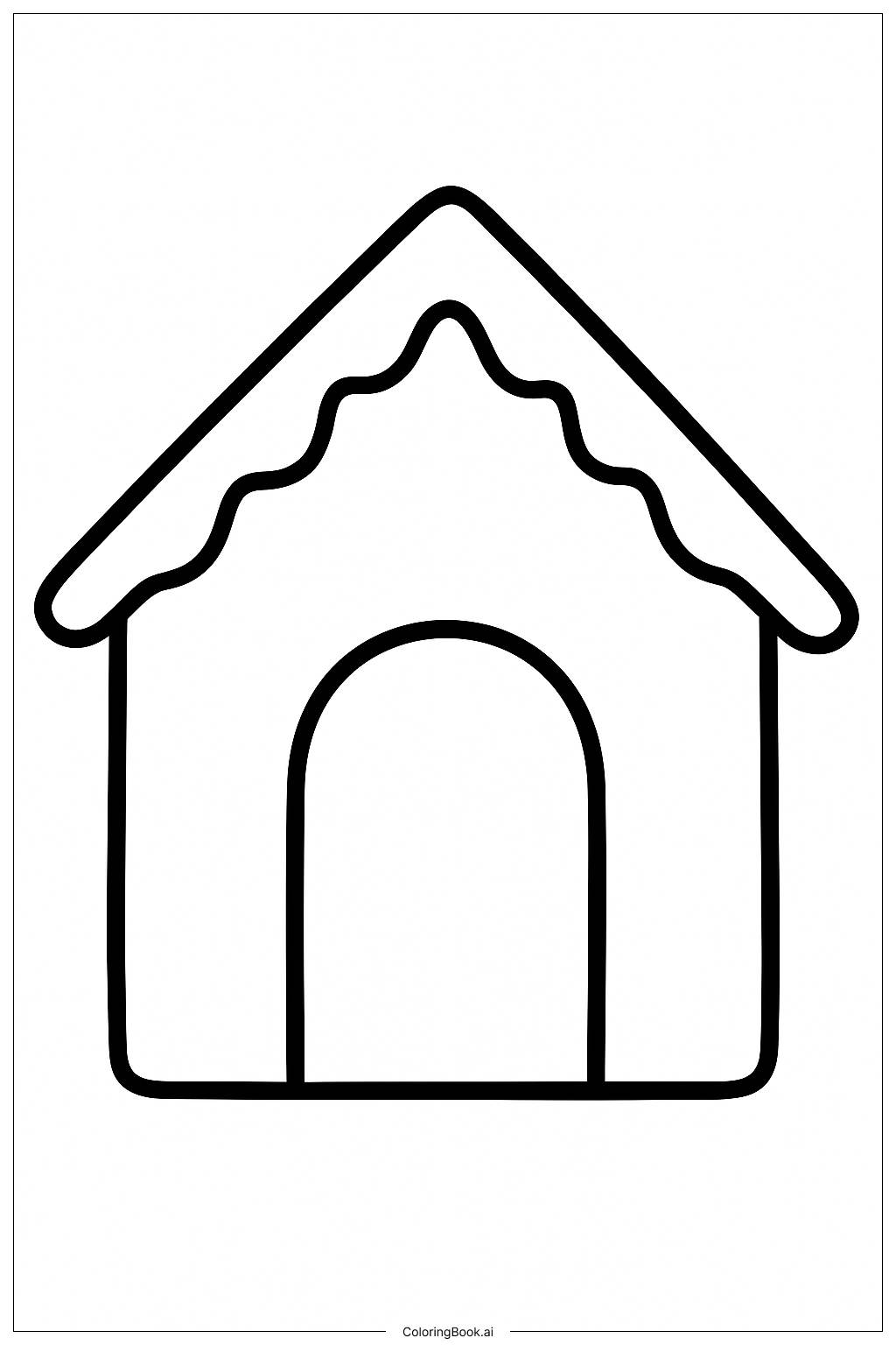 Gingerbread House With A Big Door Coloring Page 