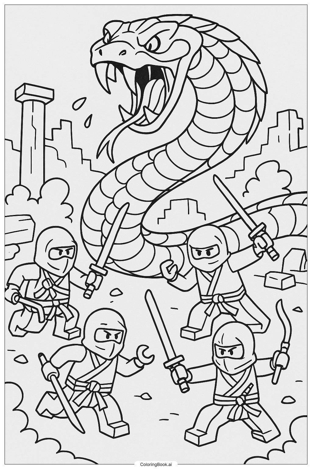  Ninjago Ninjas Fighting The Great Devourer Ausmalseite 