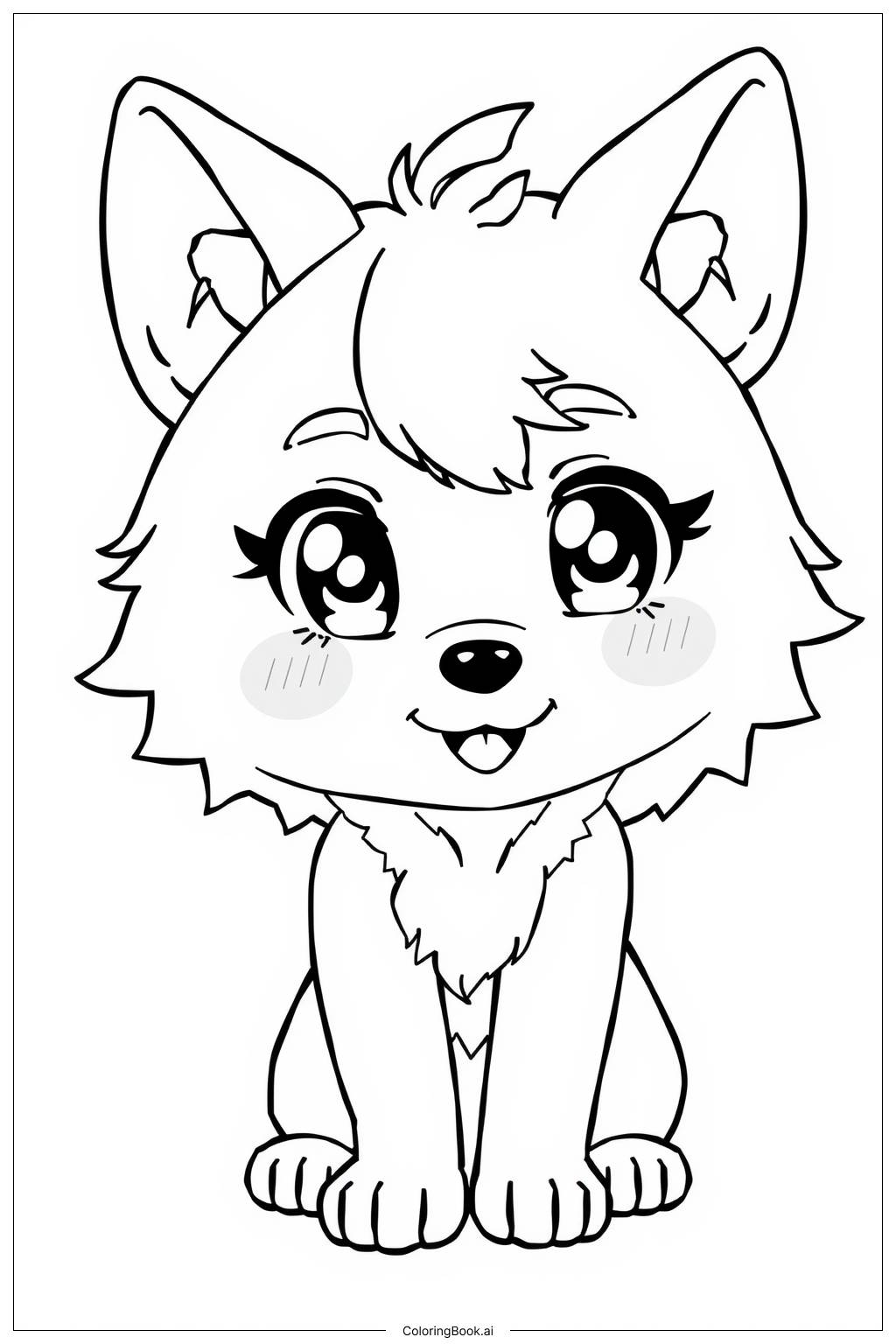  wolf anime girl Coloring Page 