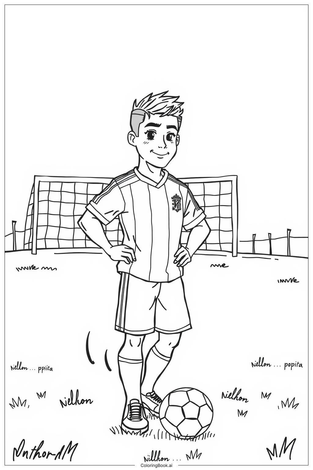  Ronaldo Standing with a Soccer Ball Coloring Page 