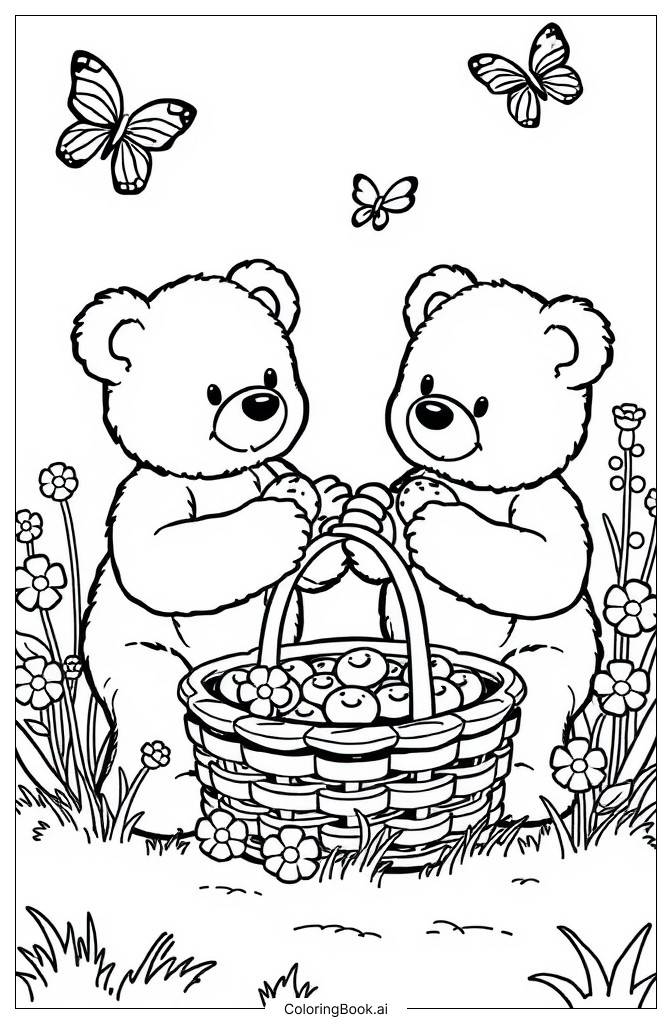  Trang tô màu Buổi picnic gấu Teddy 