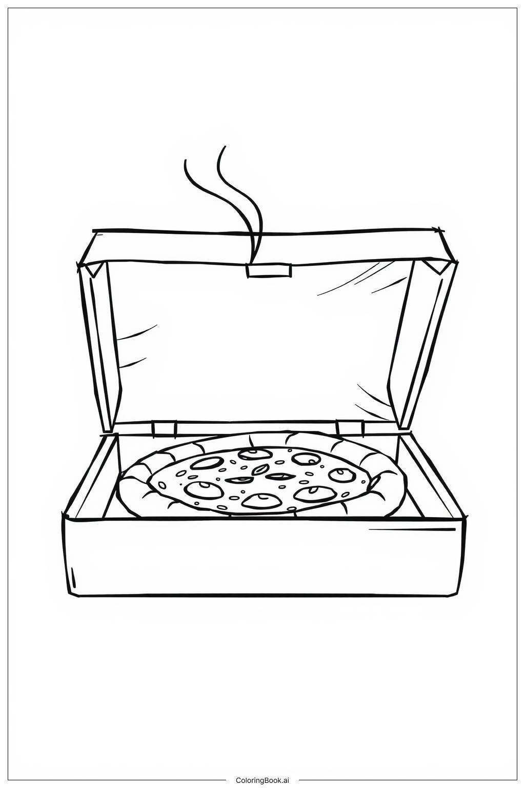  Pizza Box with Steam-2 Coloring Page 