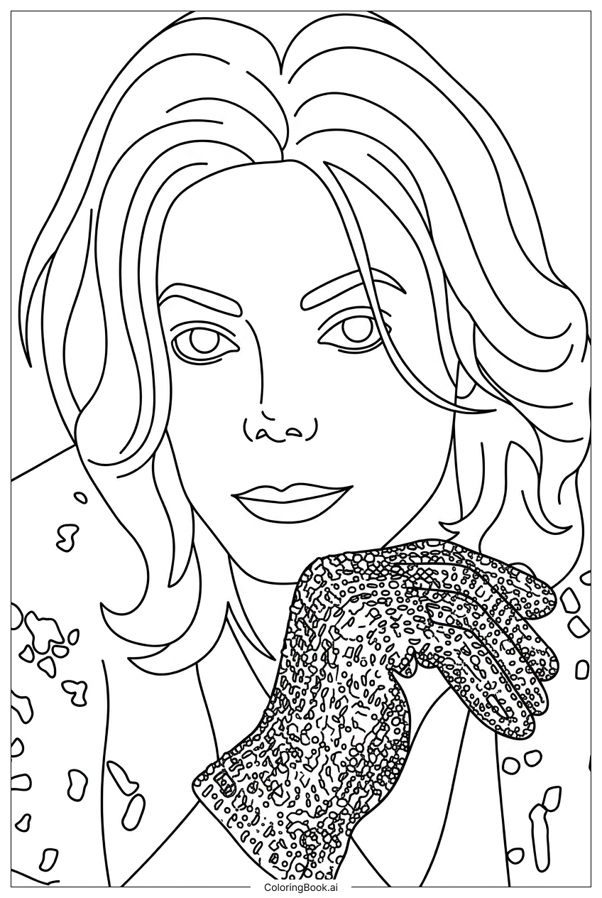 Michael Jackson iconic sequined glove near face Coloring Page