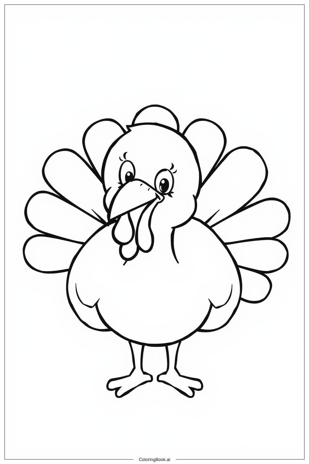  Happy Turkey Face Coloring Page 