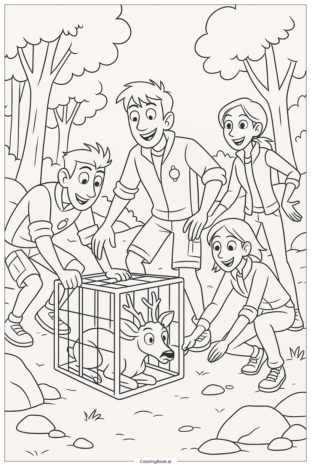Trang tô màu Wild Kratts Cứu Con Vật Bị Bẫy
