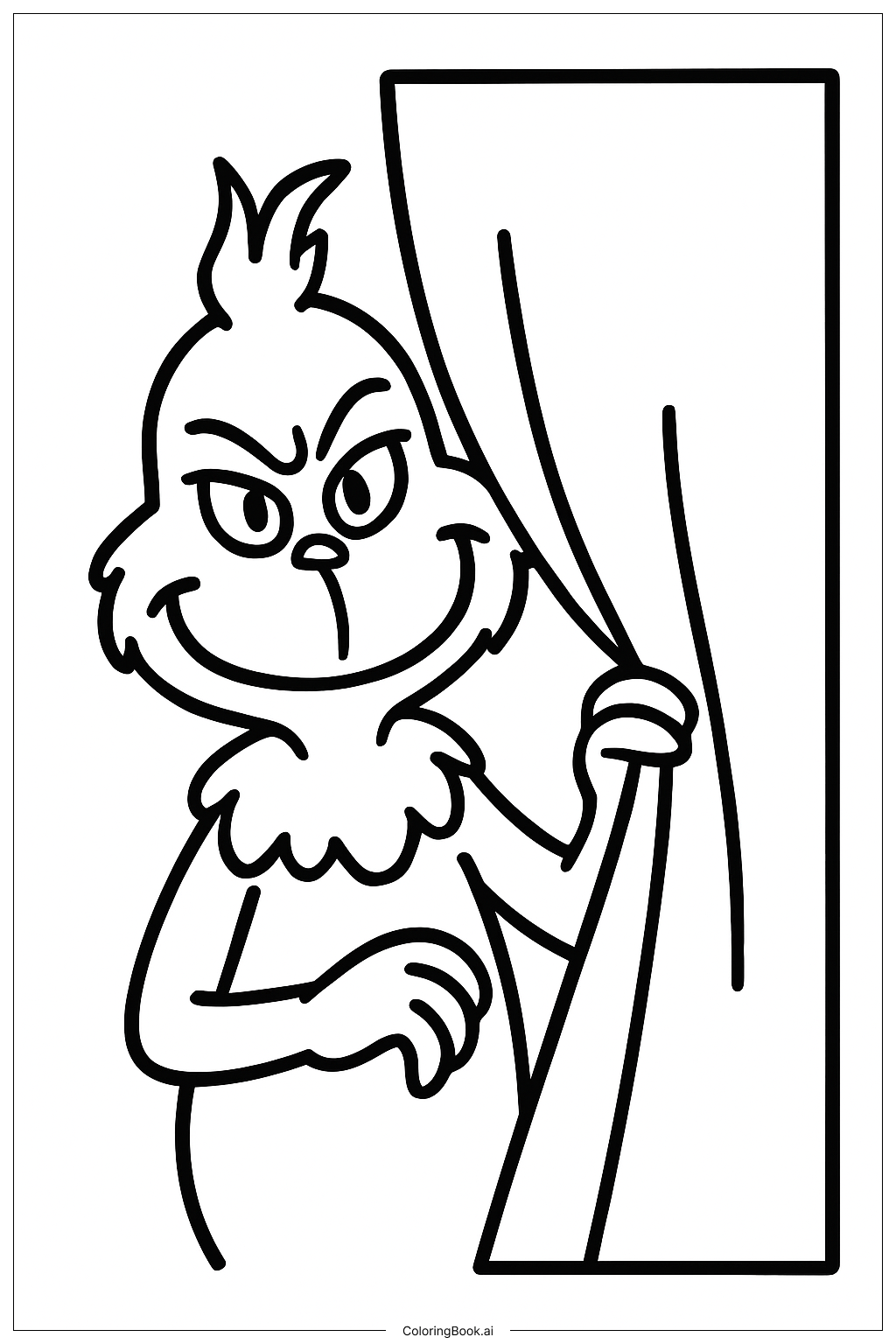  The Grinch Hiding Behind Curtain Coloring Page 