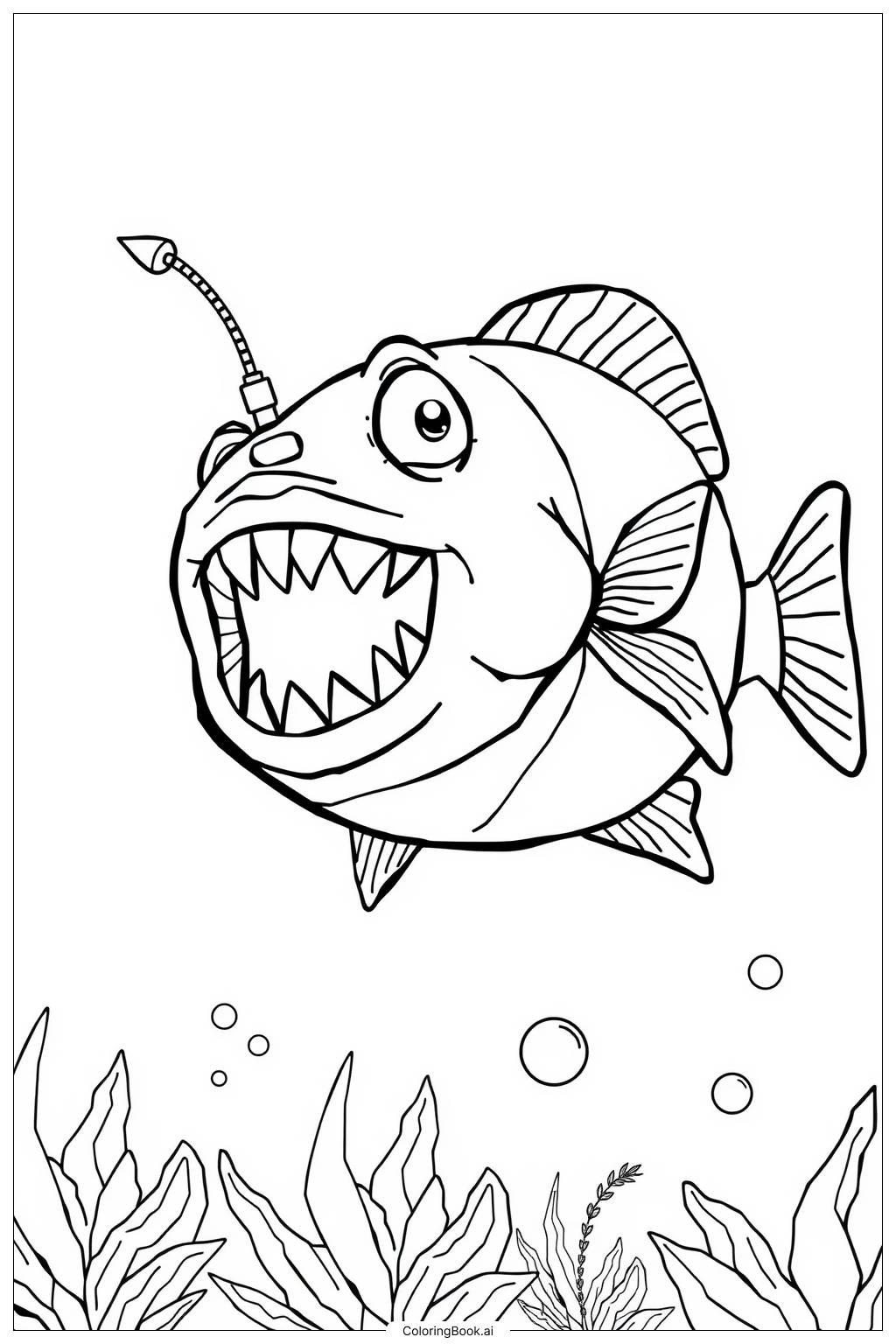  Page de coloriage Poisson-ange dans l'océan profond 