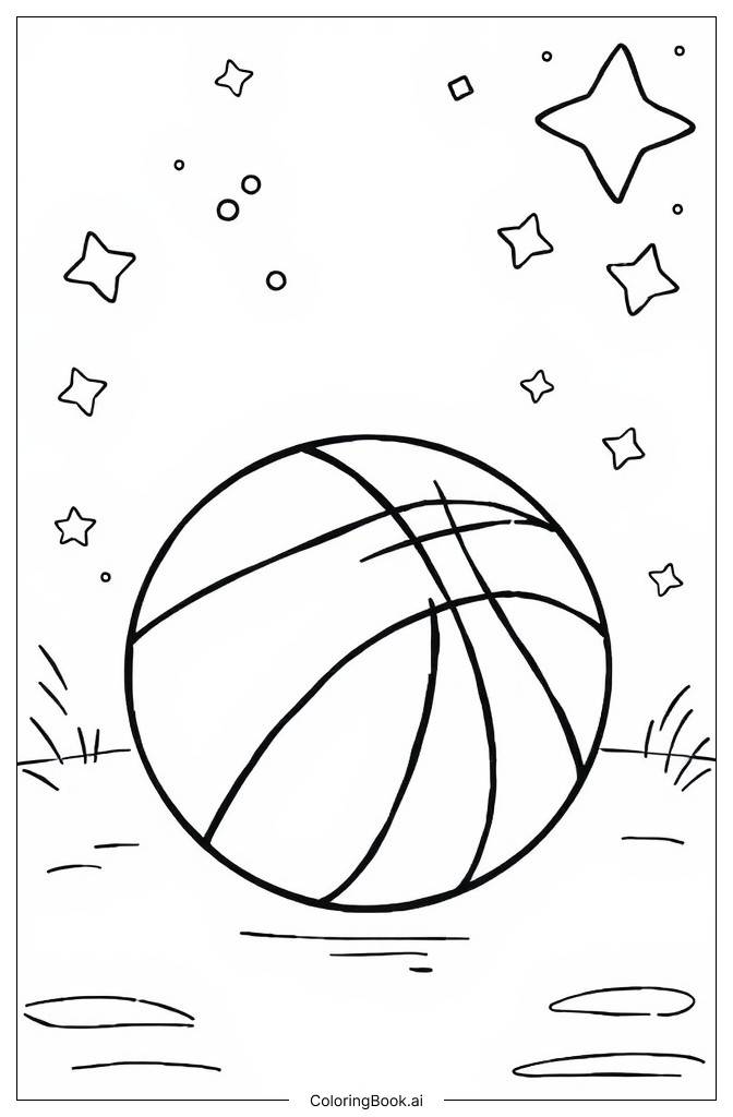  Single Basketball Coloring Page 