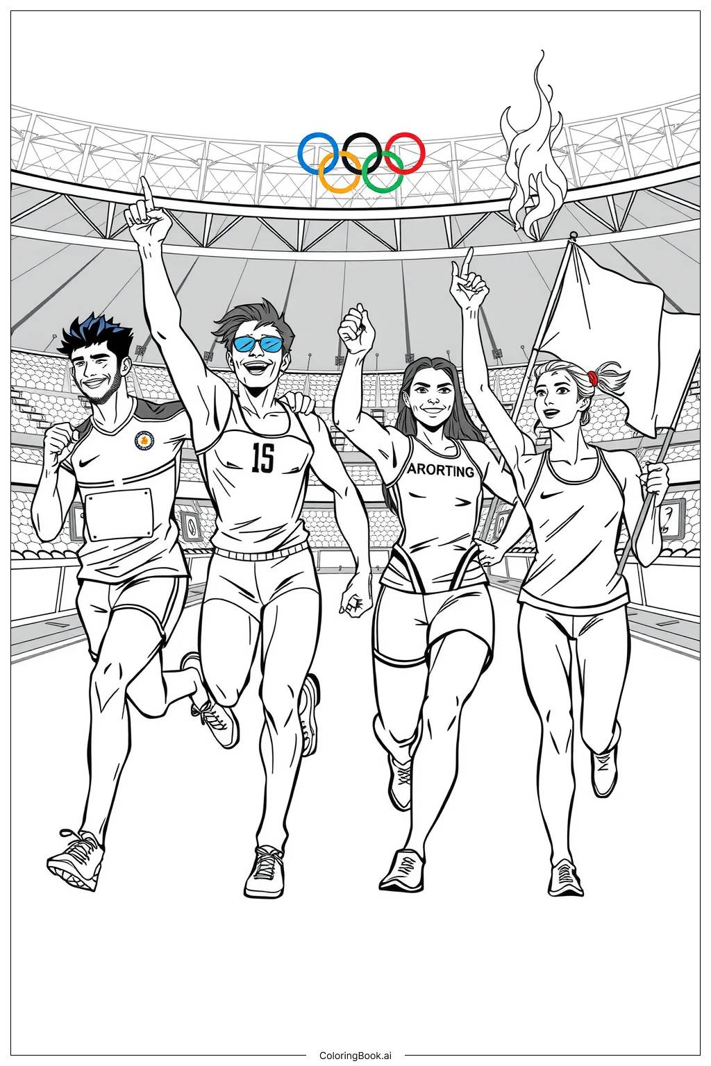  Page de coloriage Esprit Olympique d'Amitié et d'Unité 