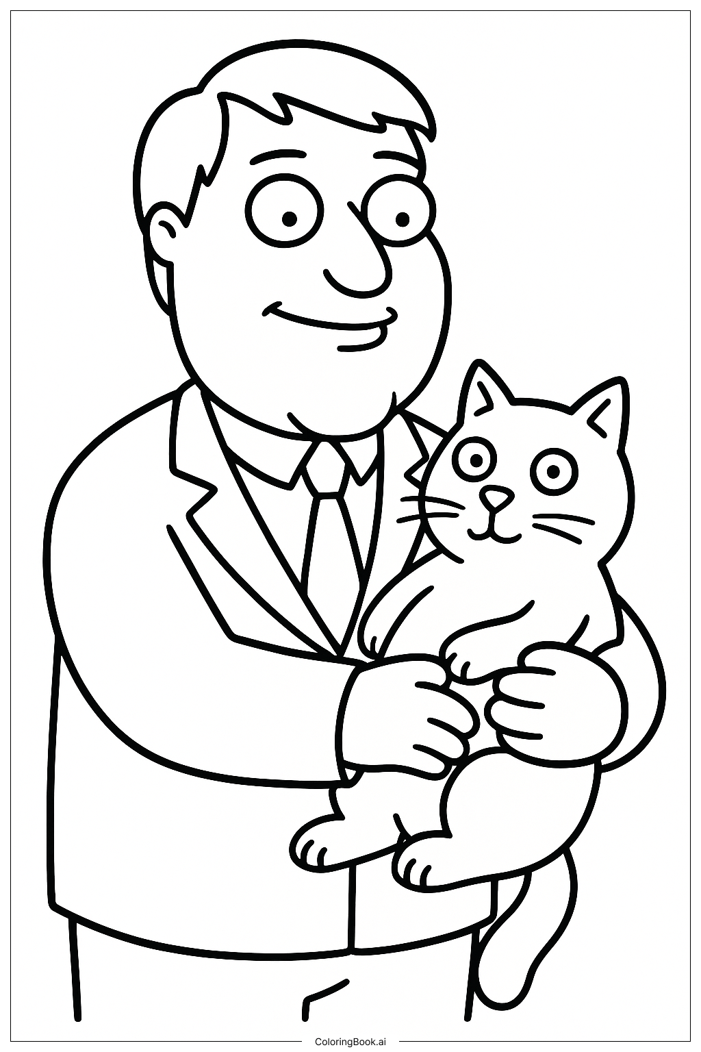  Family Guy Mayor Adam West with a Cat Coloring Page 