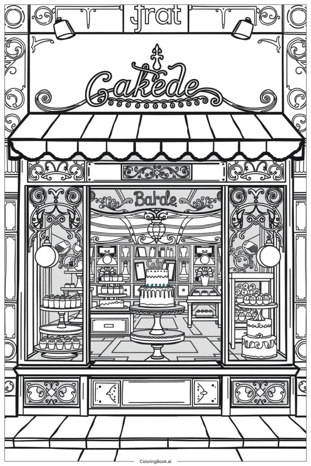  Cake Shop Window Coloring Page 