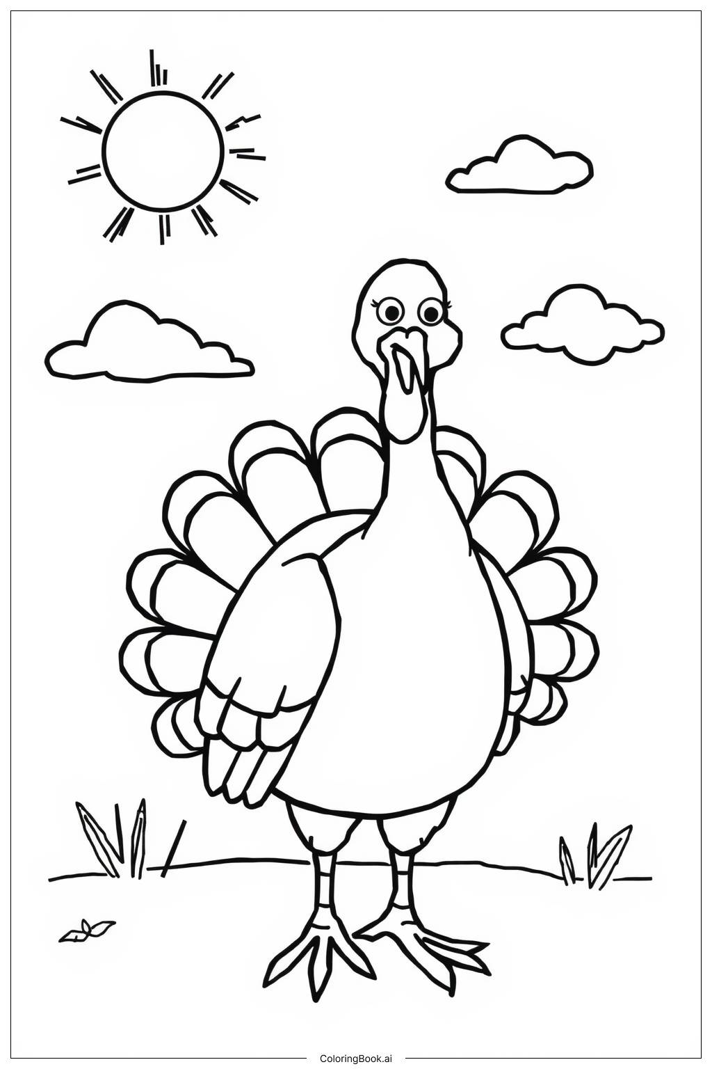  Turkey Gobbling Morning Coloring Page 