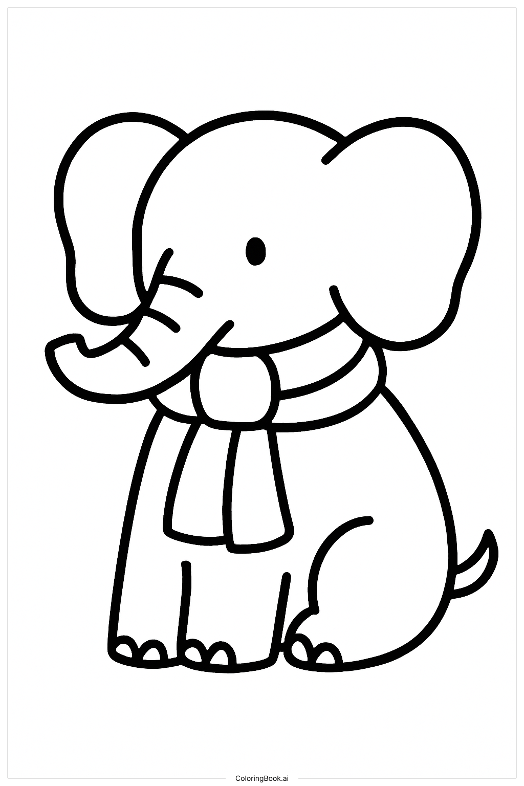 Elefant mit Schal Ausmalseite
