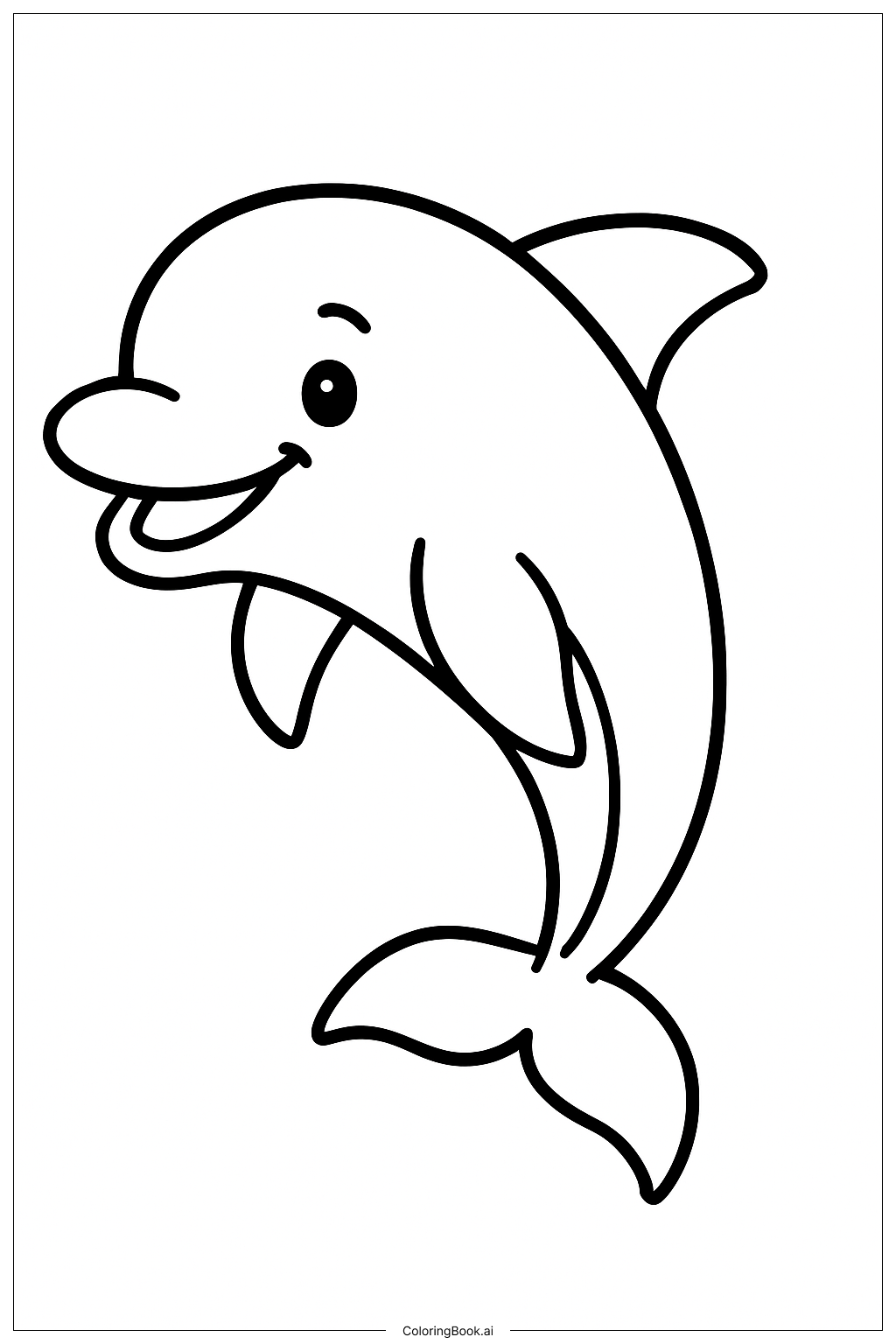  Smiling Ocean Dolphin Coloring Page 