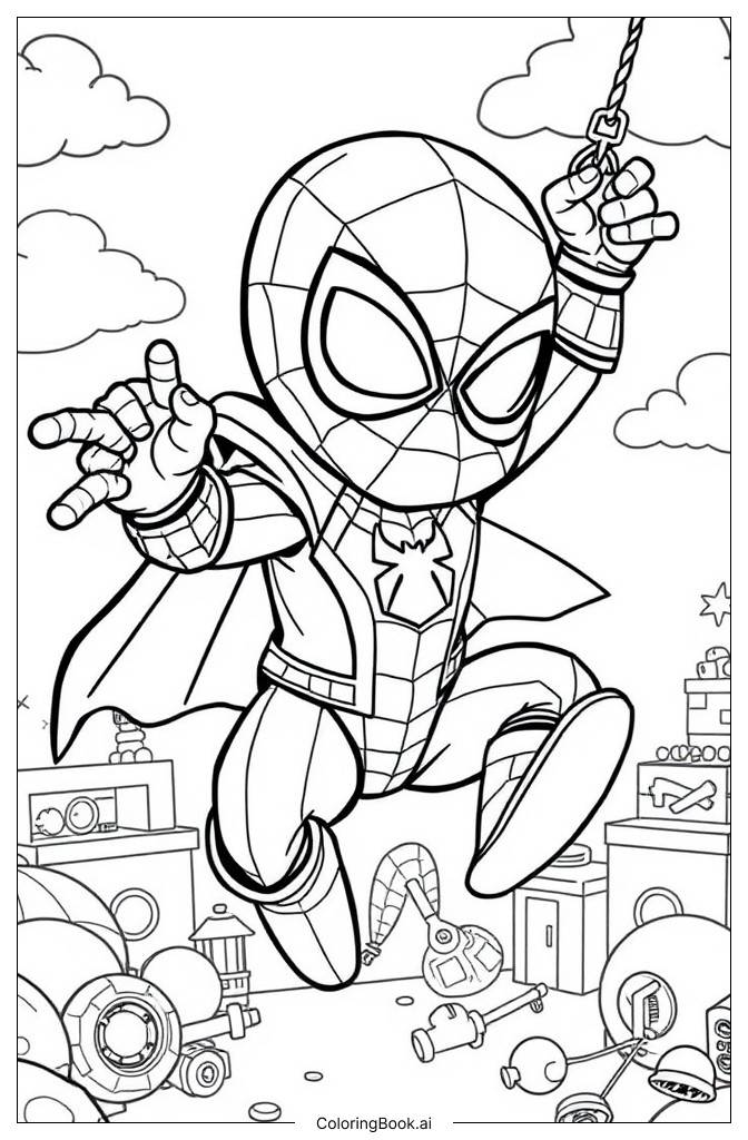  Página para colorear de Mini Baby Spider-Man 