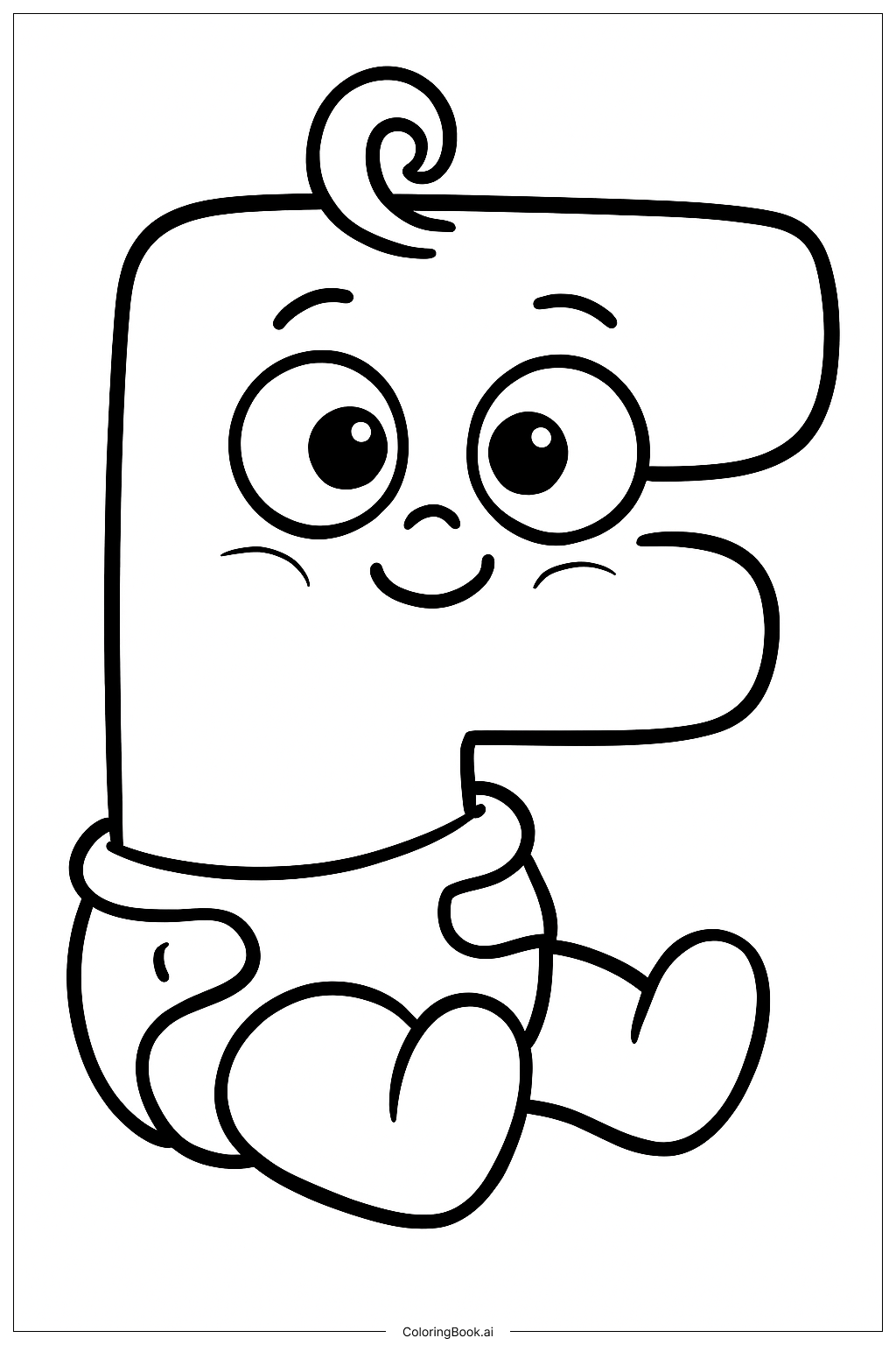 Página para colorear de Lore del Alfabeto Bebé Letra F