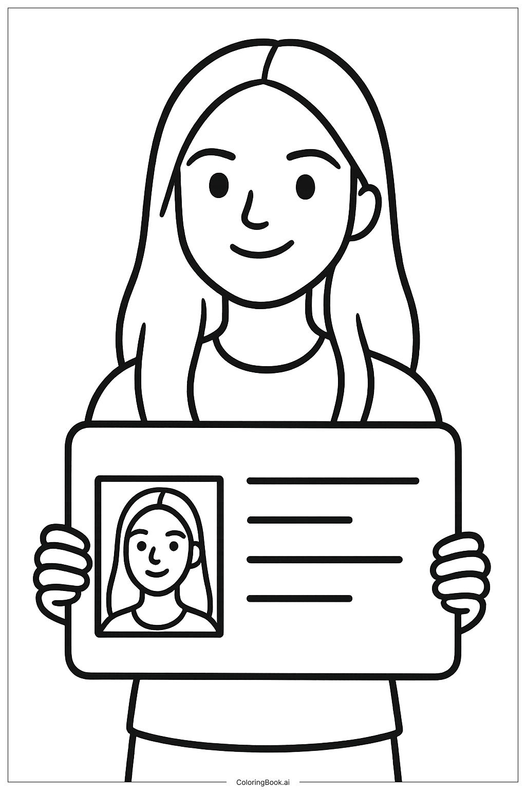 Olivia Rodrigo Holding A Drivers License Prop Coloring Page Free PDF 