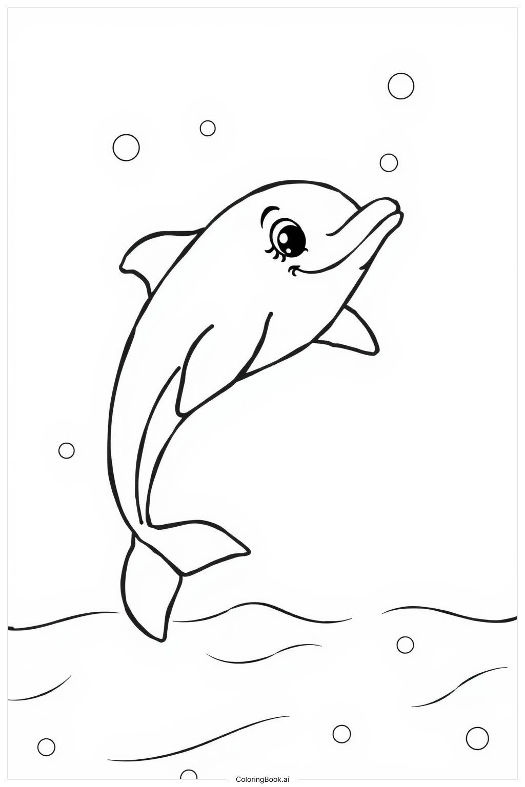  A Dolphin's Journey Through the Ocean Coloring Page 