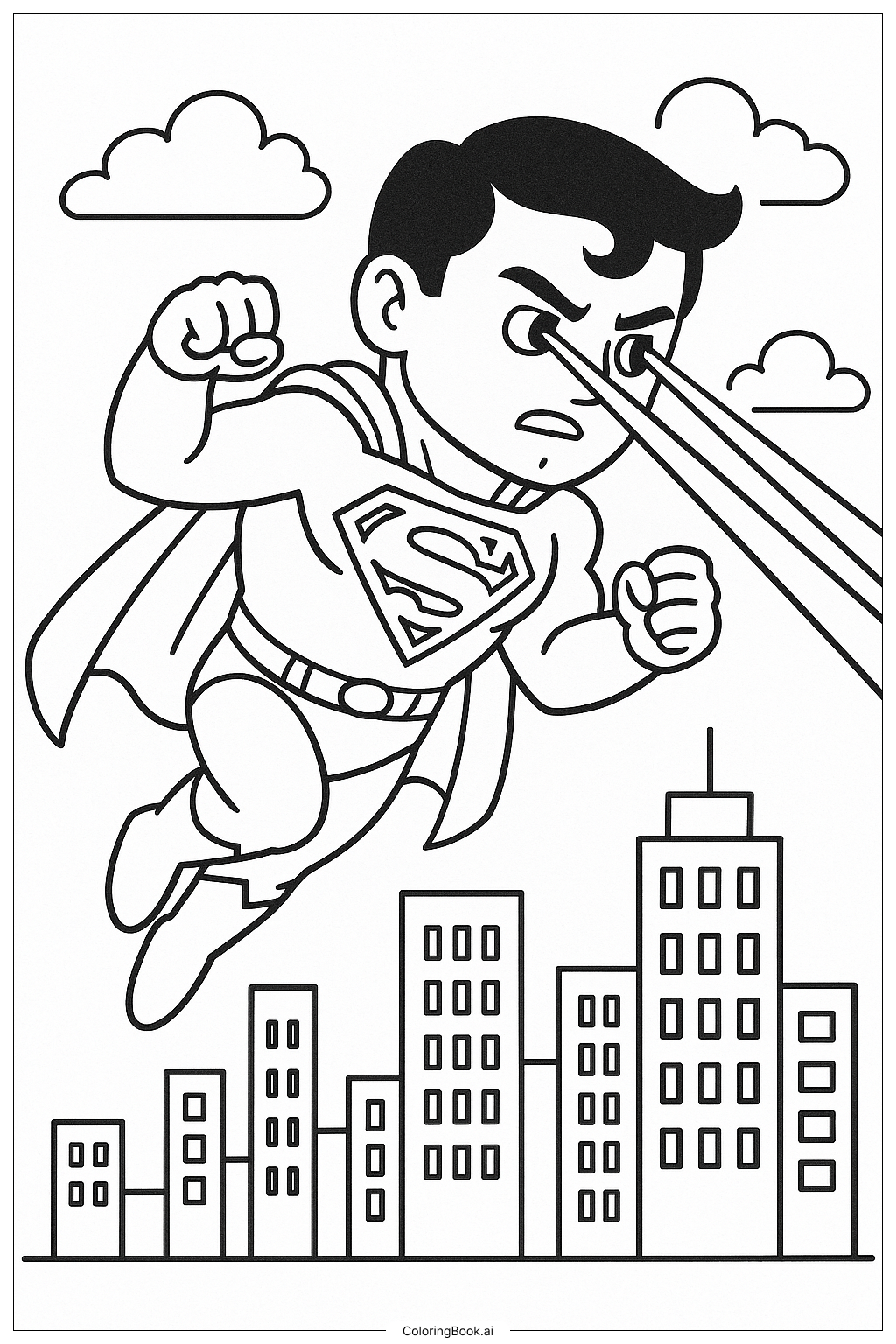  Página para colorear de Superman Usando Su Visión de Calor 