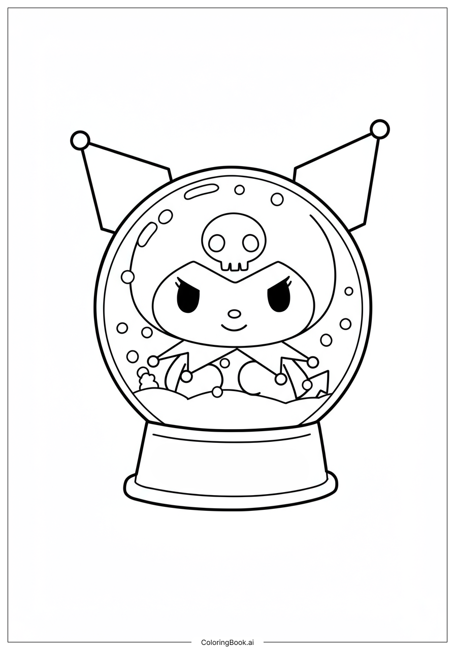  Page de coloriage Kuromi dans une boule à neige 