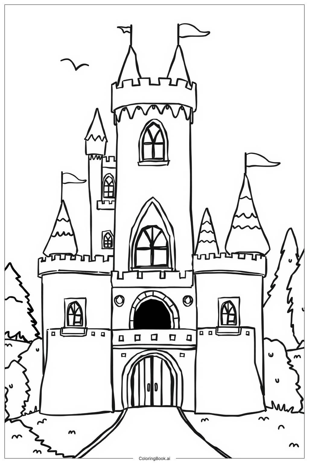  Página para colorear de Castillo de Jengibre Disney con Detalles 