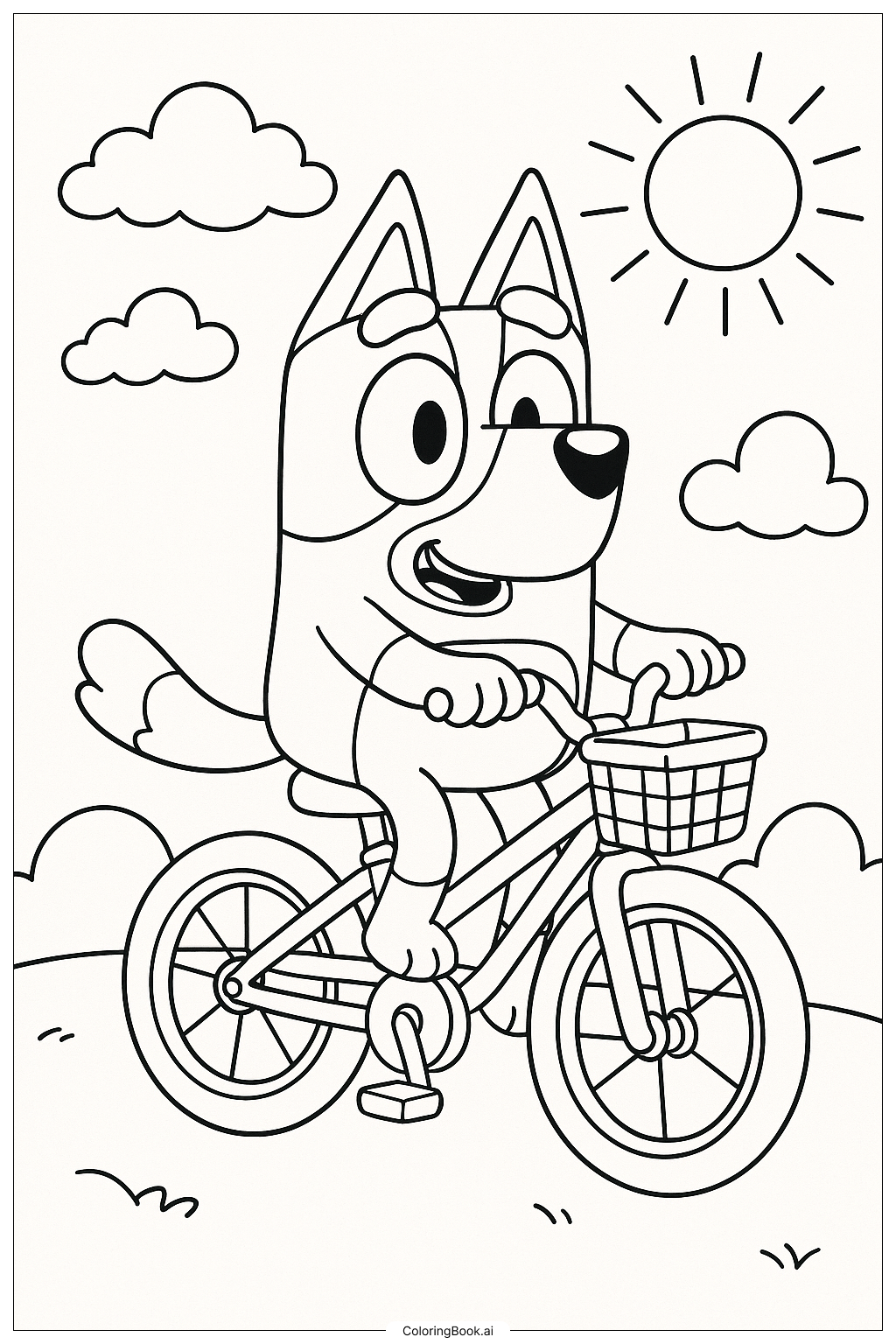  Página para colorear de Bluey Montando su Bicicleta 