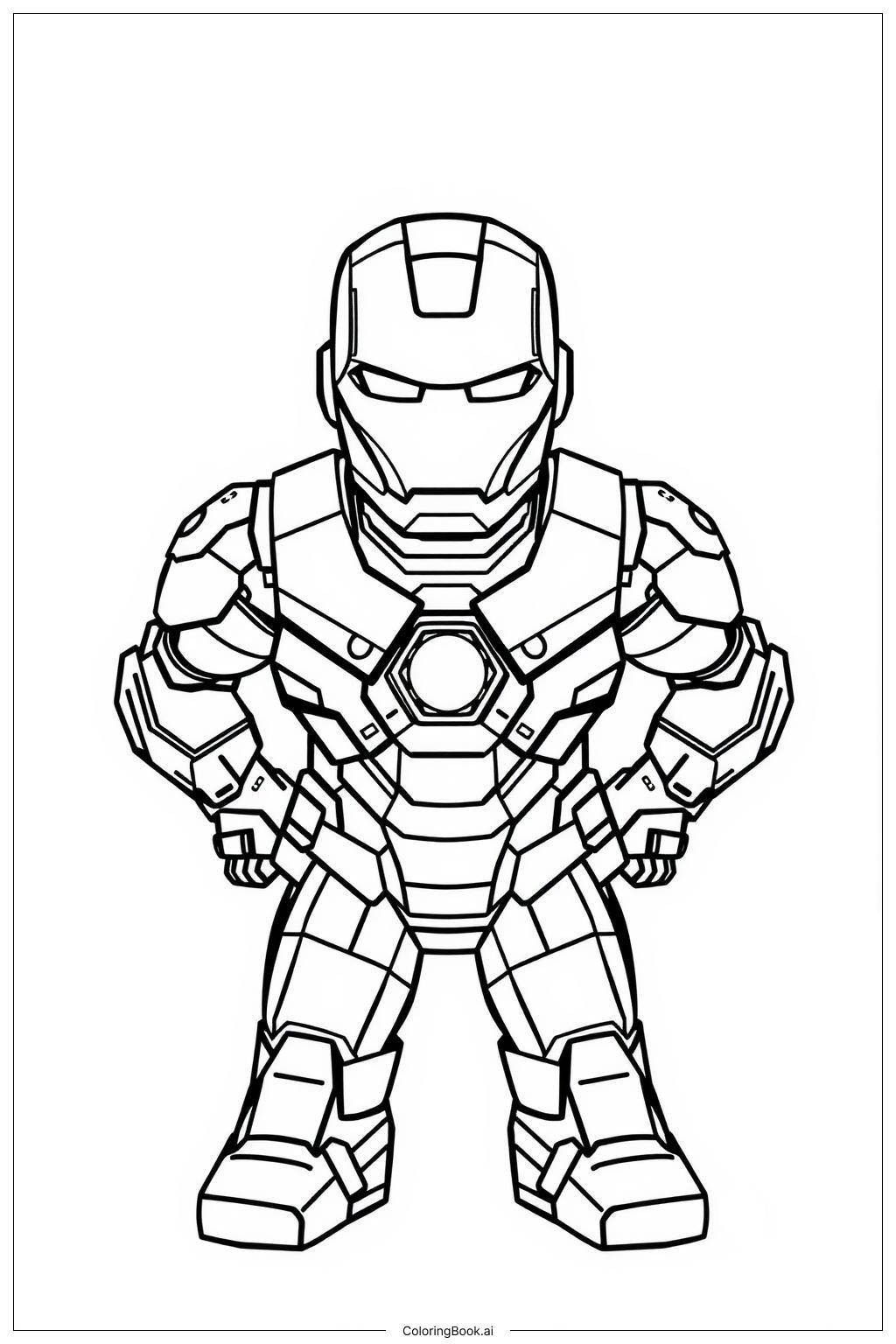  Iron Man Standing Heroically Coloring Page 