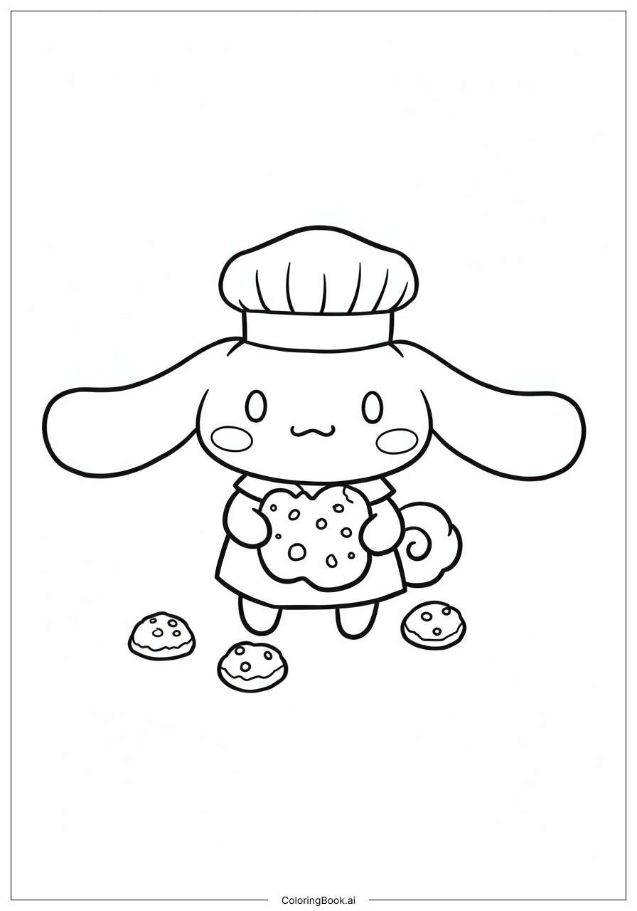  Cinnamoroll Baking Cookies Coloring Page 