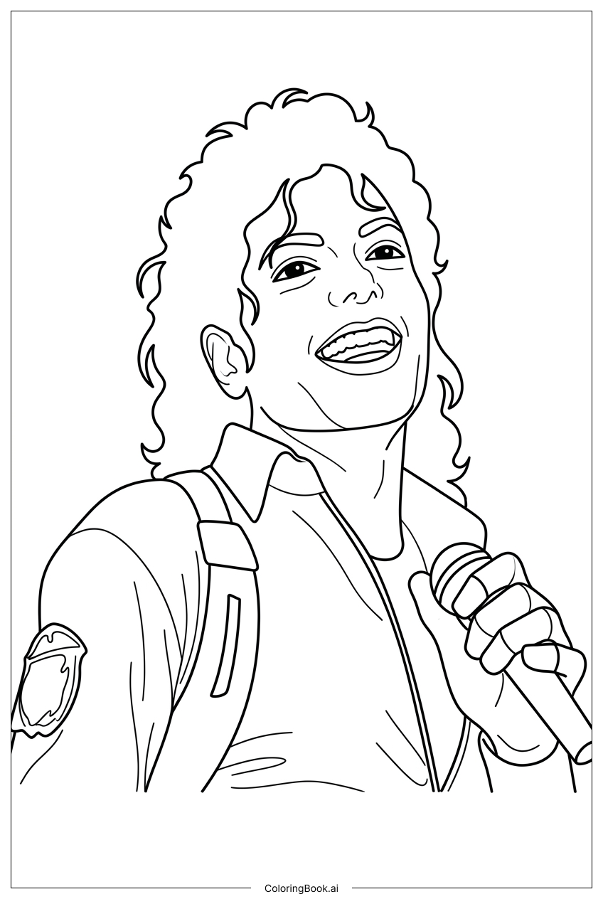 Michael Jackson gripping microphone tour jacket straps Coloring Page