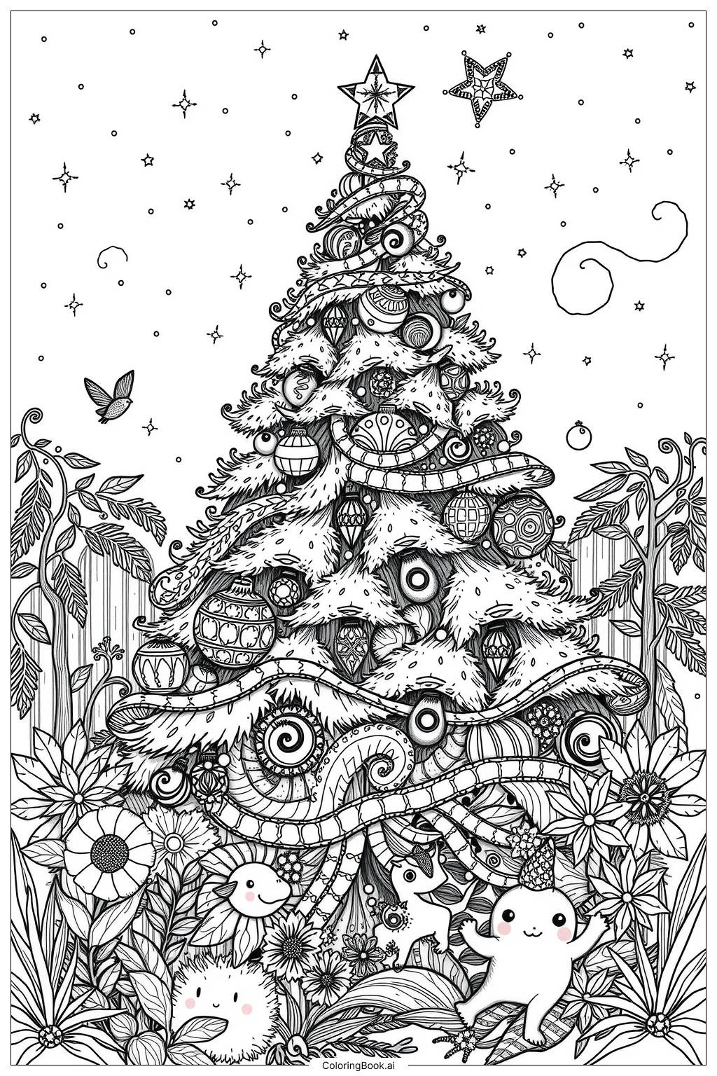  Enchanted Holiday Tree Garden-2 Coloring Page 