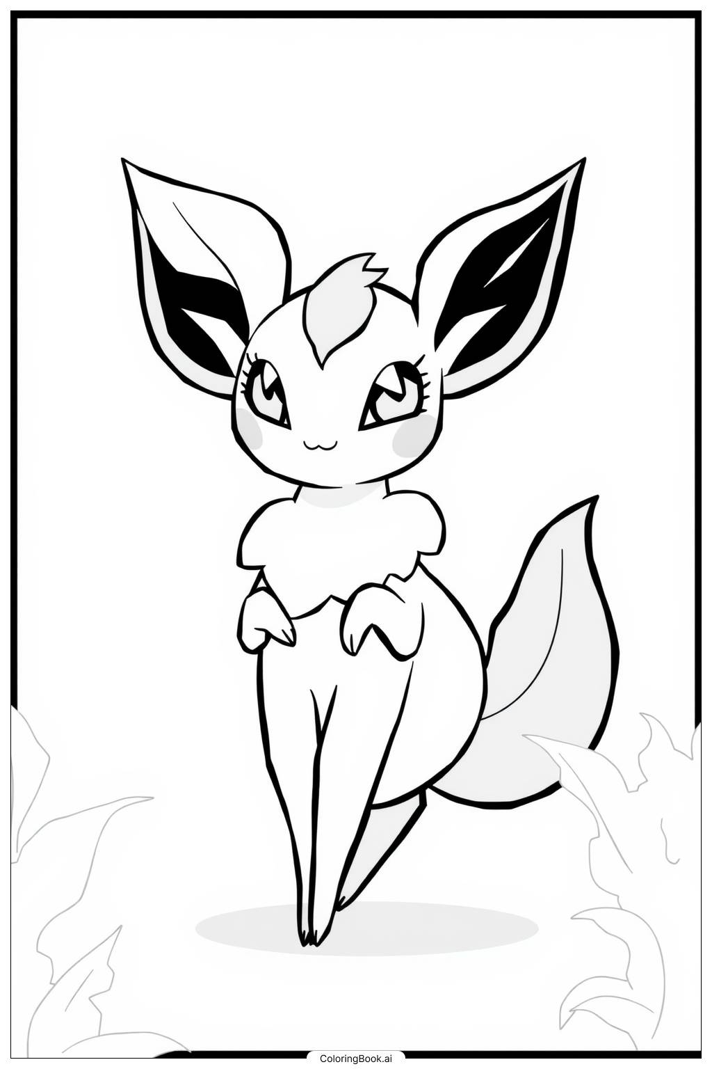  Página para colorear de Personaje Leafeon Bailarín 