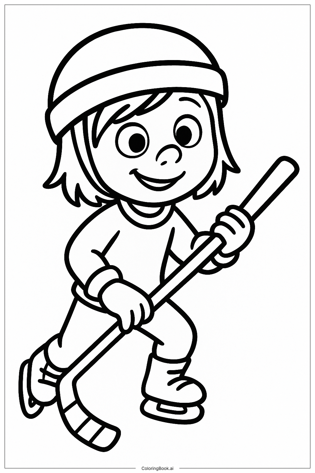 Inside Out Riley Playing Hockey Coloring Page