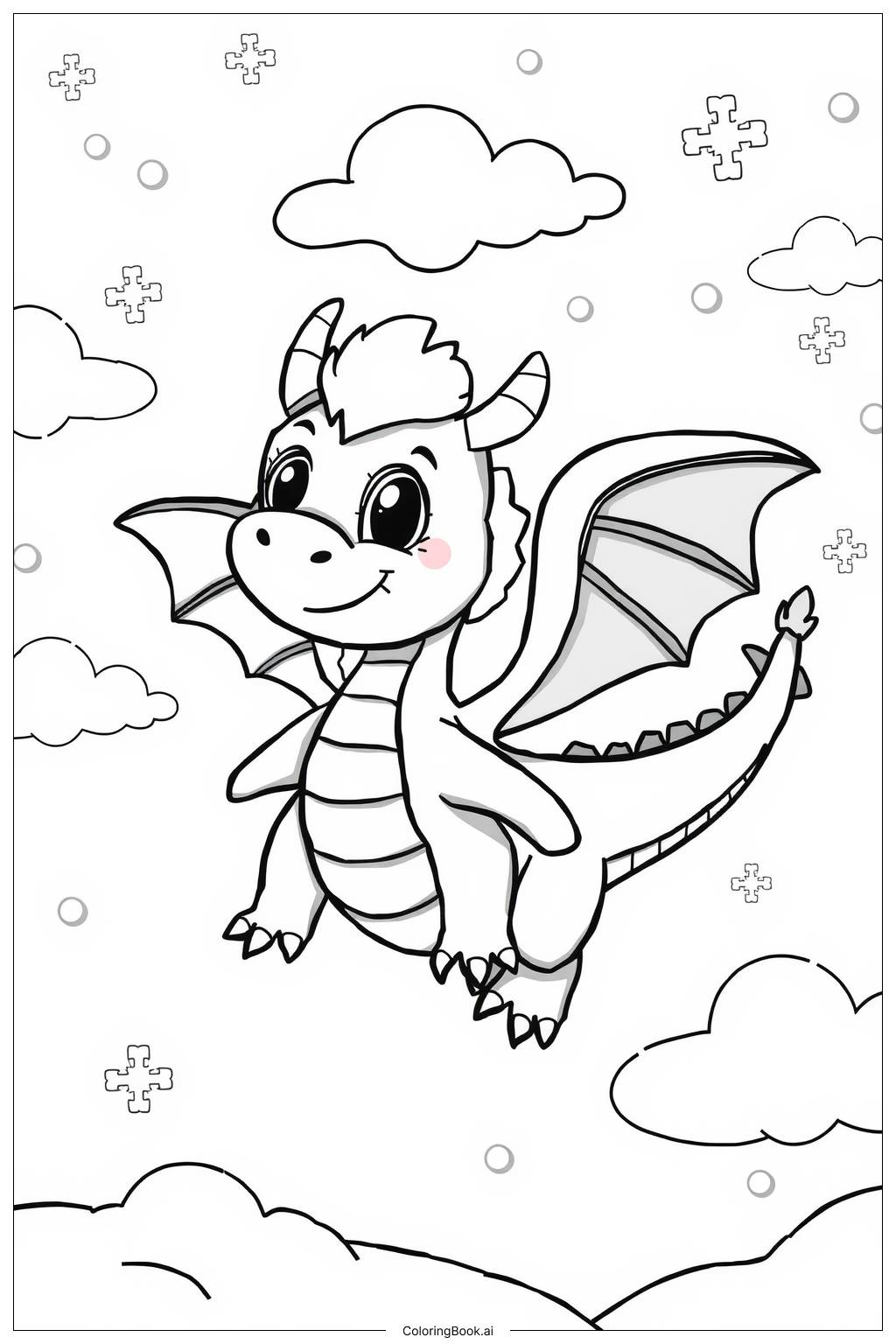  Página para colorear de Vuelo del Dragón de Hielo 