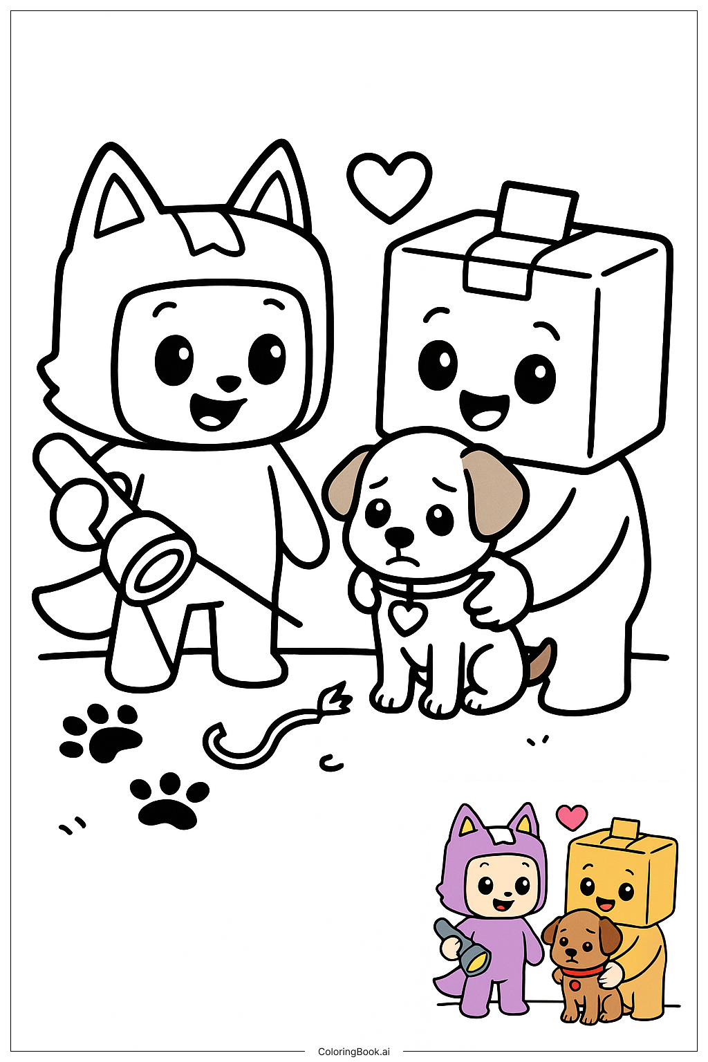  Lankybox Rescuing Lost Puppy Coloring Page 