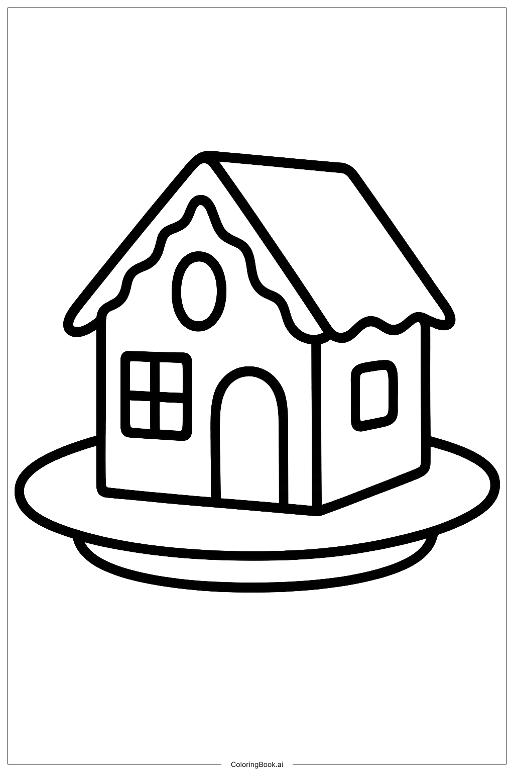  Gingerbread House On A Plate Coloring Page 