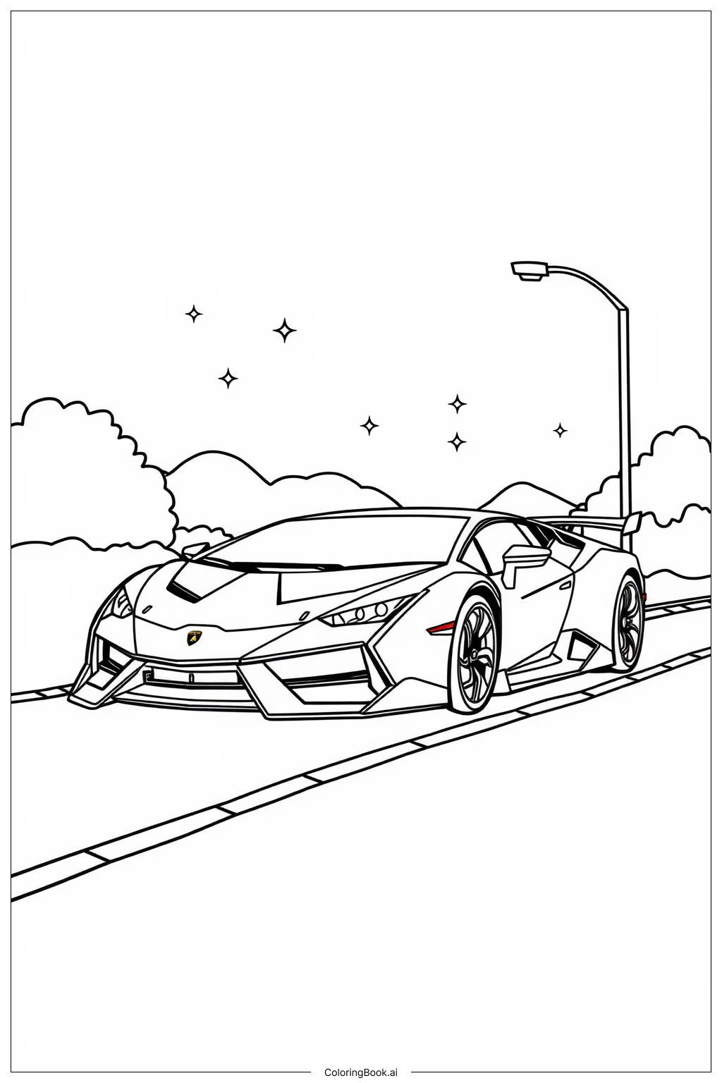  Veneno Night Drive Coloring Page 