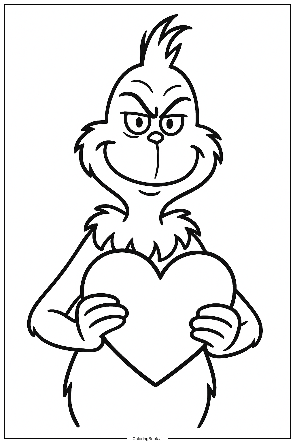  The Grinch Holding A Heart Shape Coloring Page 