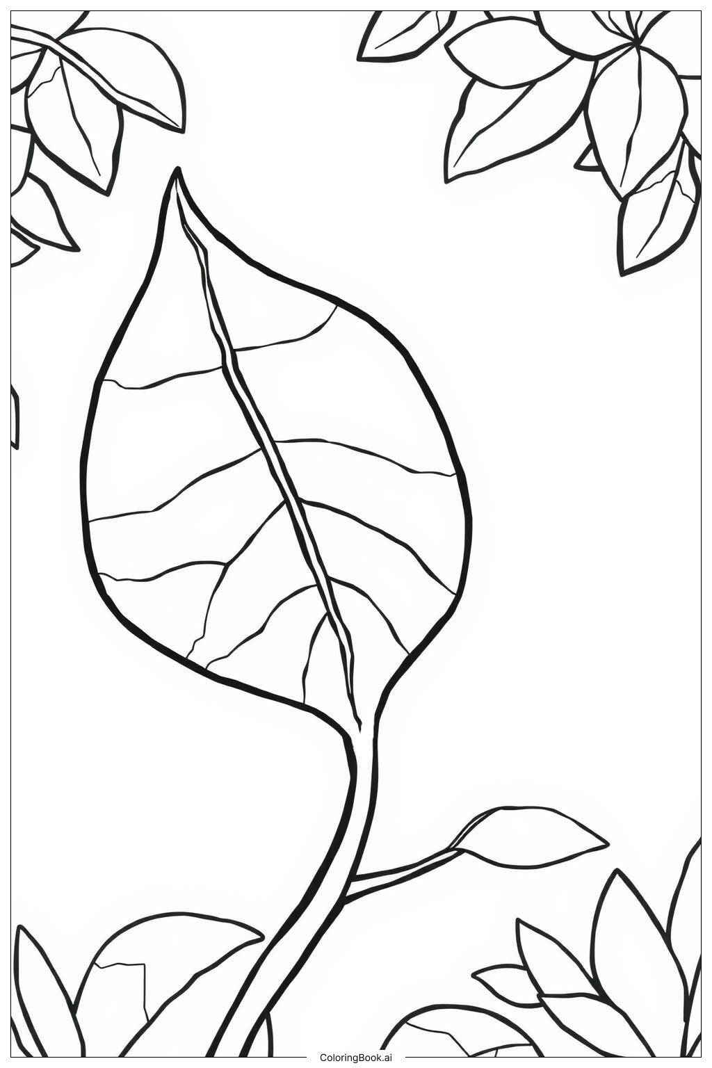  Leaf Silhouette Against a Sunset Coloring Page 