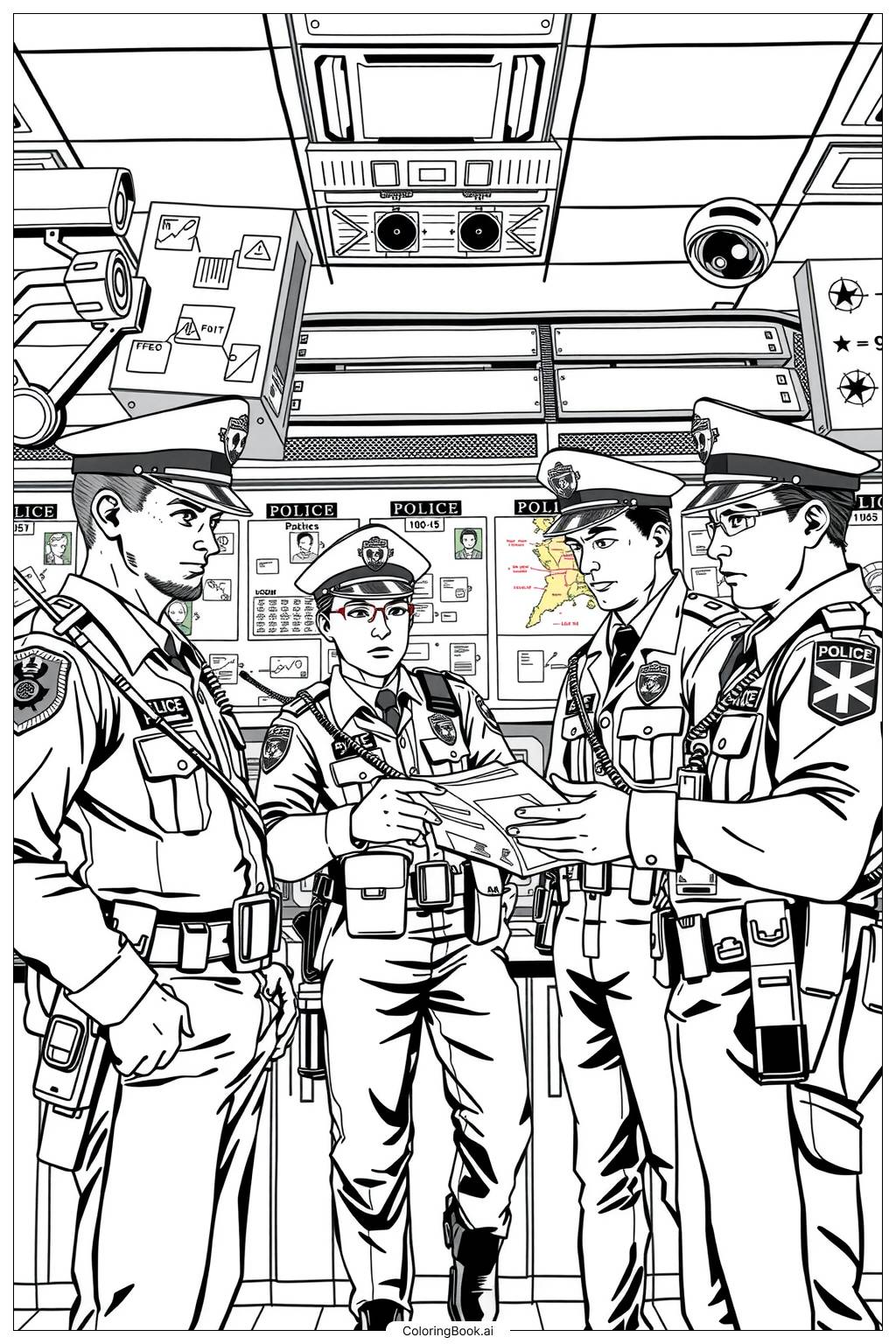  Police Debriefing After a Successful Operation Coloring Page 