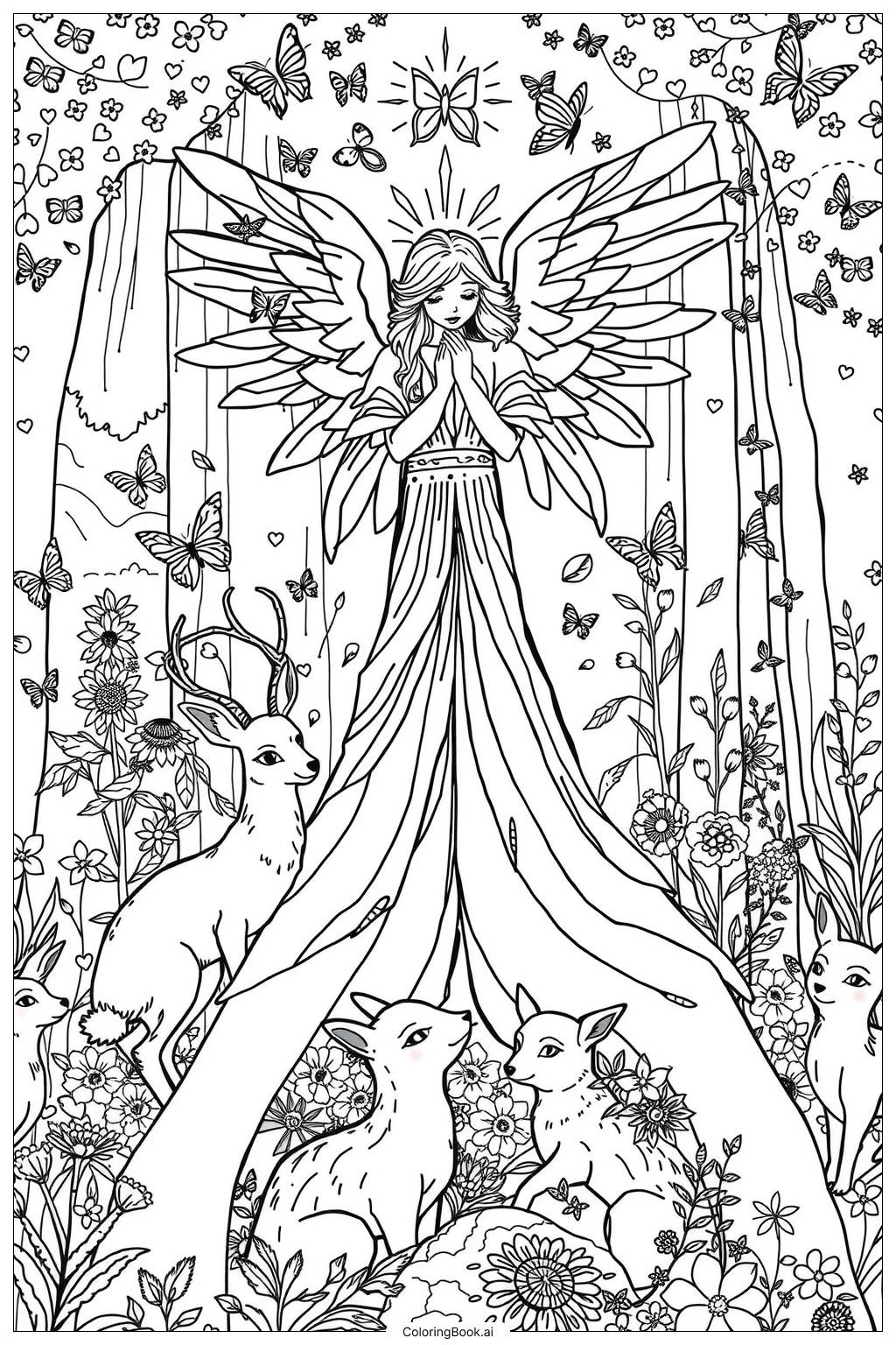  Angel Blessing Animals-2 Coloring Page 