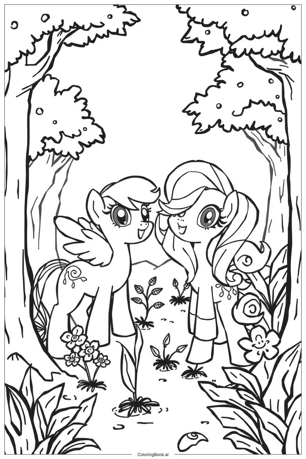  Page de coloriage Mes Petits Poneys Aventures d'Amitié dans les Bois 