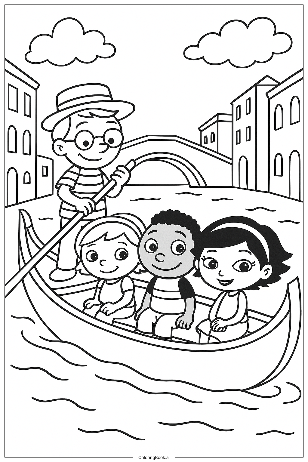  The Little Einsteins In A Gondola In Venice Coloring Page 