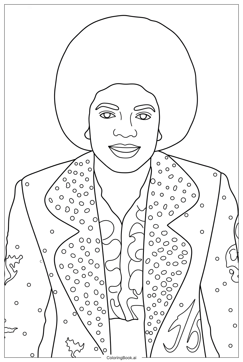 Michael Jackson dotted blazer with ornate patterns Coloring Page